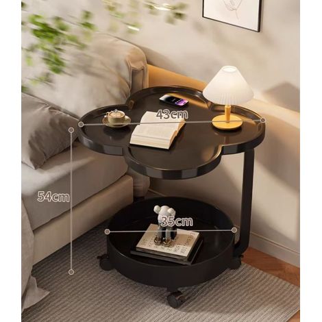 Trade Shop - 2-stufiger Multifunktions-Couchtisch mit Rädern, das minimalistisches modernes Design erhöht wurde