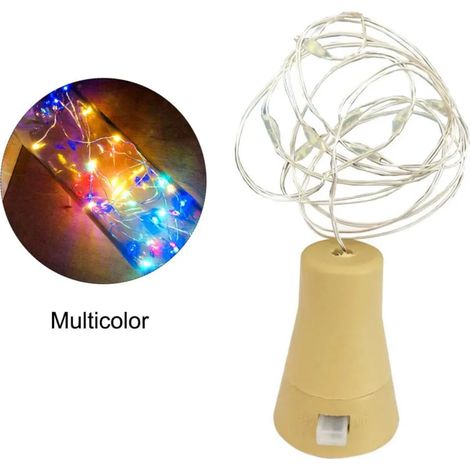 Luz de botella de vino solar LED, impermeable IP44, luz multicolor, luz en forma de corcho con cable de cobre, luces de cadena estrellada para botella de vino DIY/boda/Navidad/Día de Acción de Gracias (1/5)