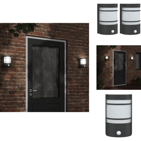 Außenwandleuchten mit Bewegungsmelder 2 Stk. Schwarz Edelstahl - Outdoor-Beleuchtung - Wandleuchte - Bewegungsmelder - Edelstahl - Glas (1/5)