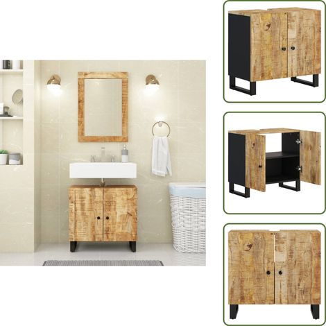 The Living Store Mueble de lavabo madera mango y madera ingeniería 62x33x58 cm - Mueble de lavabo