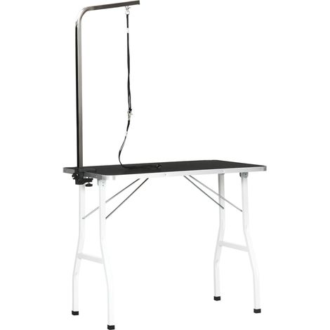 CHICFURN Mesa de peluquería para perros 91,5 x 61,5 x 76 cm negra con correa ajustable (1/5)