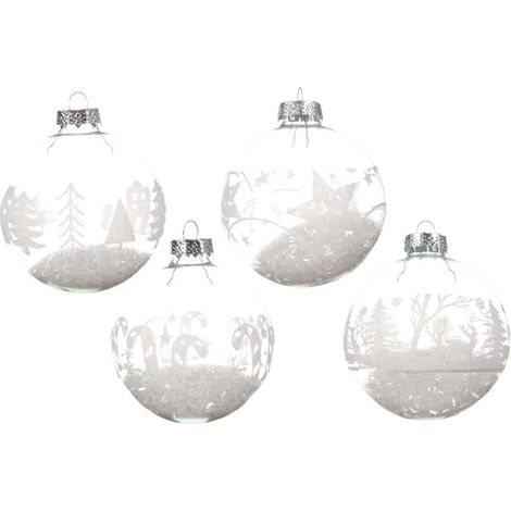 Sfera vetro trasparente con perline dentro 8 cm (1/4)