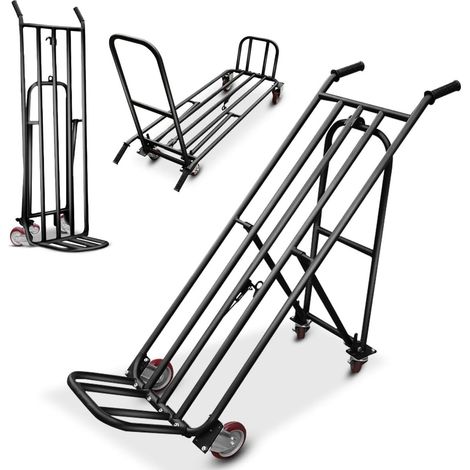 Chariot à Main Pliant 3-en-1 500kg, Roues Universelles Verrouillables, Métal Robuste, Poignée Réglable, Chariot à Plateforme 4 Roues pour Entrepôt, Déménagement