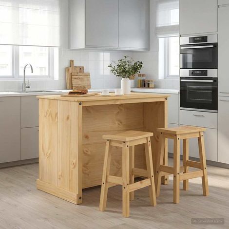 vidaXL Ensemble Cuisine Îlot avec porte 3 pcs Cire de Miel Pin massif (1/5)