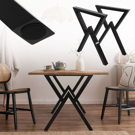 ML-Design Set 2 Gambe per Tavolo 60 x 6 x 72 cm Telaio Struttura in Acciaio Nero Design Industriale adatto per Scrivanie Tavolini da Caffè da Salotto Soggiorno Cucina Progetti DIY (1/5)