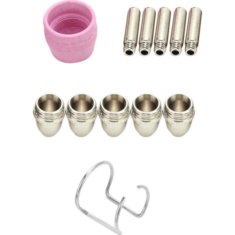 Verbrauchsmaterialien-Set für Plasmaschneidbrenner: Elektrode, Kontaktspitze, Keramikdüse SG‑55, AG‑60, WSD‑60P (12 Stück) (1/5)
