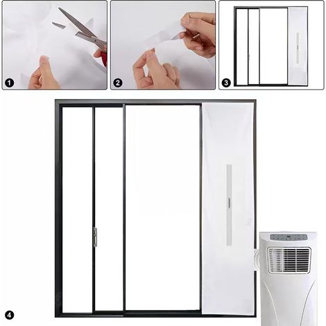 Bâche d'Étanchéité pour Climatiseur Mobile - Panneau Isolant en Nylon Épais pour Fenêtres Coulissantes, Rideau Thermique Anti-Fuite d'Air Ajustable