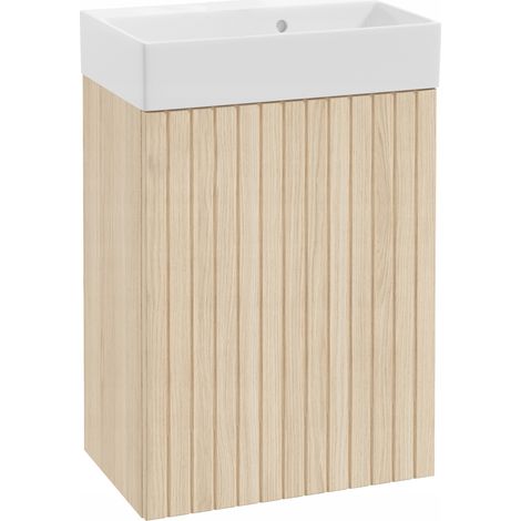 Badezimmerschrank mit Waschbecken, Eiche Vicenza, gerillt, 50 x 70 cm, Kiara