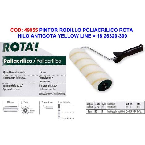pintor rodillo rota antigota pared-techo yellowlin 18cm 26320309