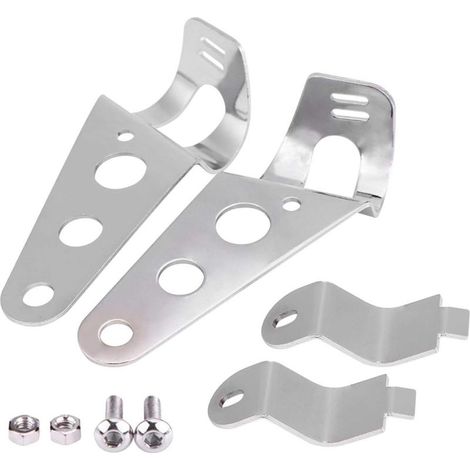 2 supports de phare de moto, diamètre de fourche 28-34 mm, acier inoxydable, argent (1/5)