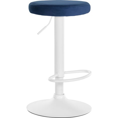 Taburete de bar Ponte tapizado en terciopelo Azul Blanco (1/5)