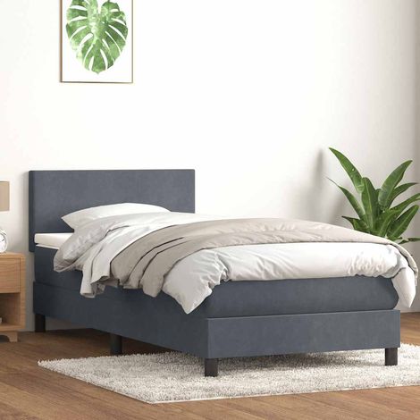 Boxspringbett mit Matratze Dunkelgrau 80x220 cm Samt