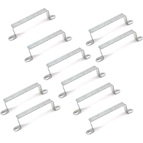 Lot de 10 Supports de Sécurité pour Panneaux de Clôture en Béton ou en Bois, pour Poteaux de 10,2 x 10,2 cm, en Acier Galvanisé Pré-Percé Avec 20 vis (1/5)