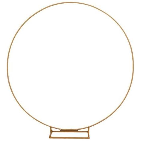 Kit d'arche de mariage en métal avec support de ballons rond de 2 m avec base large décorations florales et support de guirlande de ballons pour décoration de mariage à faire soi-même, couleur dorée (1/5)