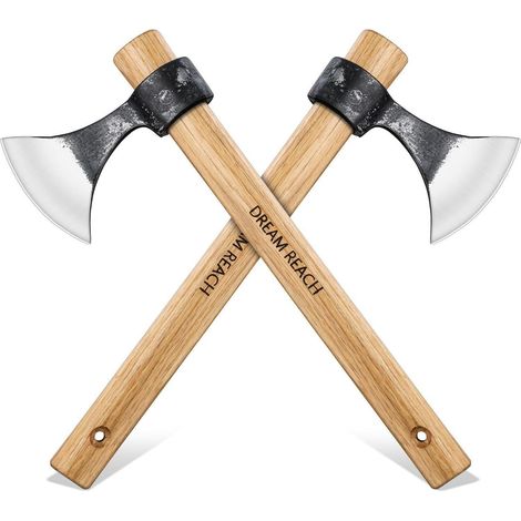 Axt Wikingeraxt Holzgriff Spalten Garten Männer 2er Hellbraun Satz (1/5)