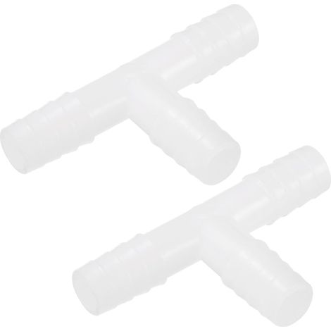Raccord Tuyau T Plastique - Lot de 2 - Blanc - 3 Voies Égales - Pour Eau et Laboratoire - ID 9,5-10 mm (1/5)