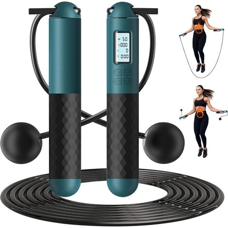 Skipping Rope Sport Skipping Rope with Calorie Counter Adjustable Wireless Skipping Rope Non-Slip Foam Handle for FitnessBoxing/GYM Water Infuser (1/5)
