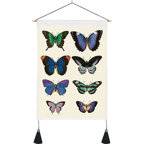 Vintage-Wandteppich mit Insektenmotiven (Schmetterlinge, Käfer), Polyester, einzigartiges Design, HD, 35 x 50 cm, mehrfarbig (1/5)