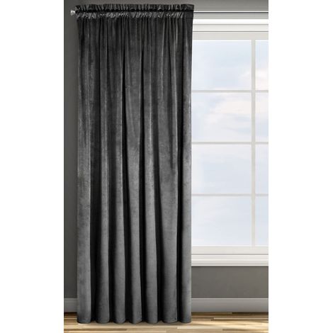Eurofirany ROSA Tenda in Velluto con Fettuccia Arricciatenda - 1 Unità, Soffice, Pannello, Drappo Classico, Glamour, Elegante, Soggiorno, Camera da Letto, 290 g/m2, 140x270 cm, Nero