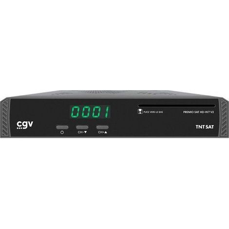 Receptor satélite HD - CGV - PREMIO SAT HD W7 V2 - TNT SAT - Compatible con autocaravana - Salida de audio digital coaxial