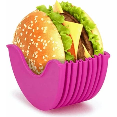 Support à burger réutilisable, boîte de maintien pour hamburger, moule silicone extensible anti-salissure (1/2)