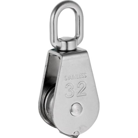 Puleggia a fune singola per carichi pesanti con snodo, blocco pulegge in acciaio inox, carico massimo 35-1000 kg – M32