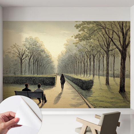 Carta da parati adesiva - lavabile - decorazione murale - per cucina - pellicola decorativa Tranquillità del parco 152x104 cm (1/5)