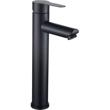 Robinet de lavabo - Noir - Acier inoxydable - Robinet de salle de bain - Mitigeur de lavabo - Monocommande - G1/2 - Économie d'eau - Robinet de cuisine (1/5)