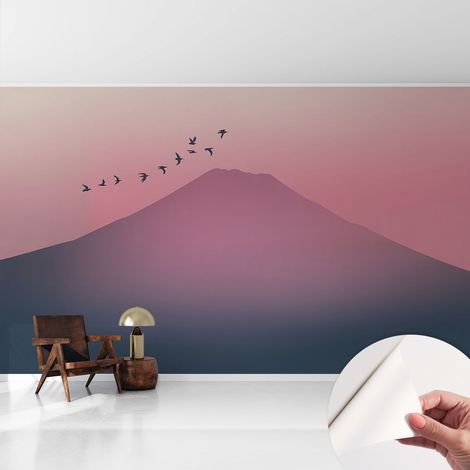Papier peint autocollant avec imprimé décoratif pour salon et chambre à coucher Installation facile Coucher de soleil en montagne 416x254 cm (1/5)