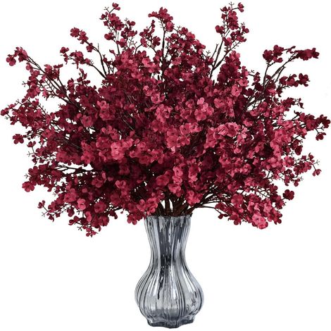 Six bouquets de gypsophile en soie artificielle, d'un réalisme saisissant, parfaits pour l'automne, Thanksgiving, la décoration intérieure et les projets de bricolage — peuvent être utilisés en complé
