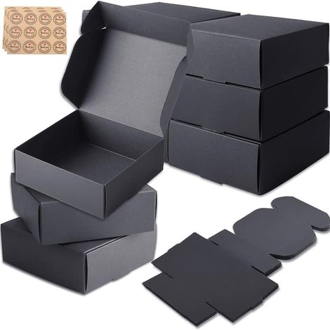 30 x Black Gift Boxes Gift Bags, Cardboard Gift Boxes, Kraft Candy Boxes, 7.5 x 7.5 x 3 cm Kraft Paper Gift Box with Lids for Parties, Birthdays, Weddings, Christmas (1/5)
