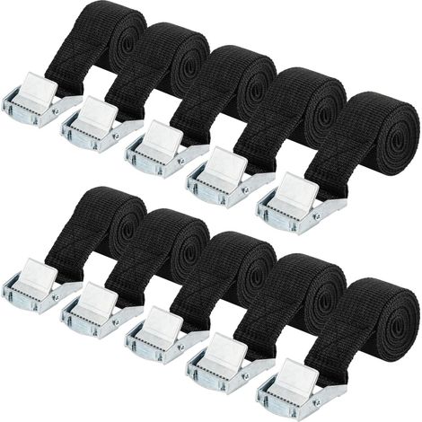 12 Pack Sangles d'arrimage de 25 mm x 1 m Sangle de Serrage, Boucle de Serrage avec Boucle de Fermeture, Sangles de Réglable Tension, pour Moto, Porte Vélo, Charge Maximale 250 kg(Noir) (1/5)
