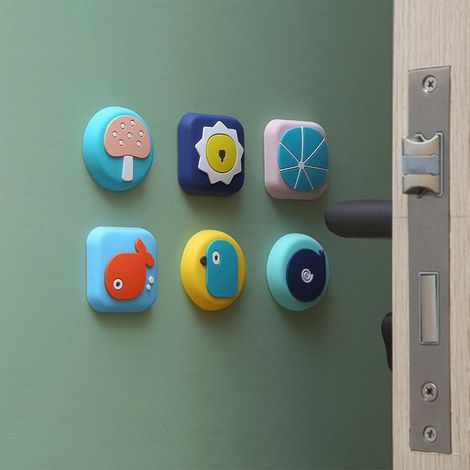 Butée de porte murale de protection - [Lot de 6] 4,5 cm (1,8 po) Silencieuse, absorbant les chocs, en caoutchouc souple, autocollante 3M pour protéger les murs, poignées de porte, portes et armoires c (1/5)