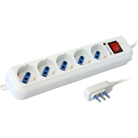 TECHLY Presa multipla a 5 posti italiana/schuko spina angolata (1/5)