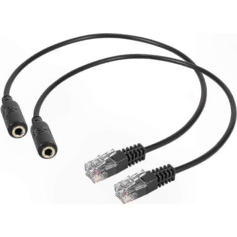 Deux adaptateurs pour casque audio de 3,5 mm avec connecteurs RJ9, adaptés à une utilisation au bureau. (1/5)