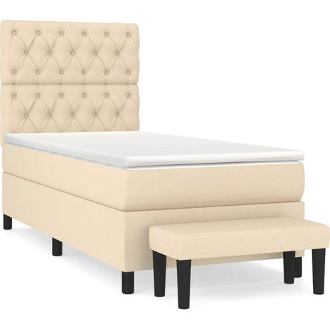 Maison Exclusive - Giroletto a Molle con Materasso Crema 80x200 cm inTessuto (1/5)