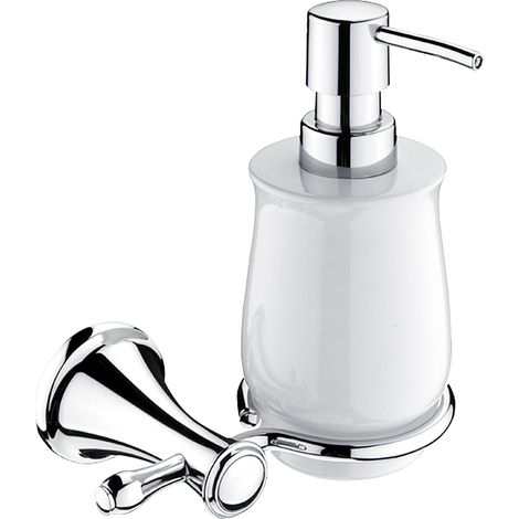 Céramique Distributeur De Savon, Avec Fixation Chrome, Lada, Antique Salle De Bains Rétro Nimco (1/3)