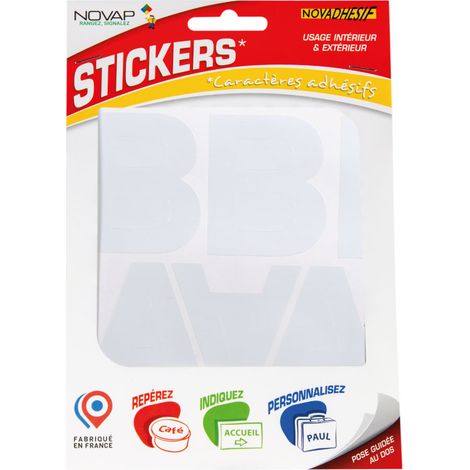 Lettres autocollantes 60mm Blanc NOVADHESIFS - 4370606 (1/5)