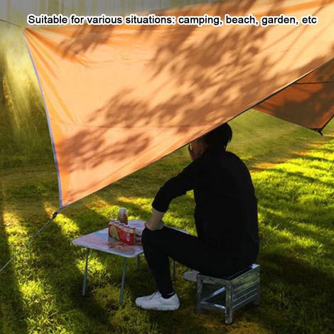 Voile d'ombrage imperméable Oxford 210D pour le camping, le jardin et la plage, avec corde et sac de transport. (1/5)