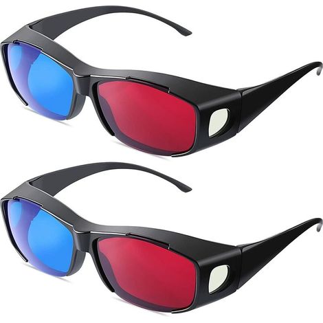2 Paires Lunettes 3D, Rouge et Bleu, Léger, Compatible Film Jeu, Écran Ordinateur Projecteur (1/5)