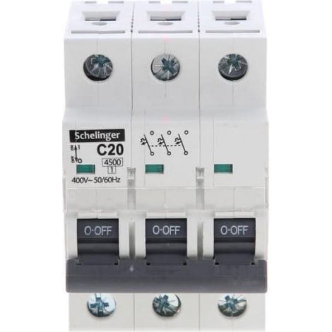Leistungsschalter 3P C 20A 6kA AC Schelinger A02-G7-3P-C20