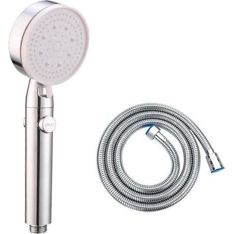 Douche multifonctionnelle haute pression à 5 jets, douchette, bouton marche/arrêt, couleur argent. - AquaForge (1/5)