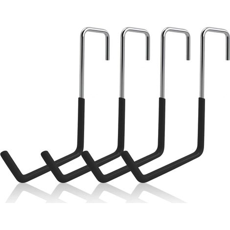 Lot de 4 supports de vélo en forme de S avec revêtement submersible - Crochet de vélo pour garage et abri de jardin - Pour accrocher vélos, pots de fleurs, outils de jardin et échelles (argent (1/5)