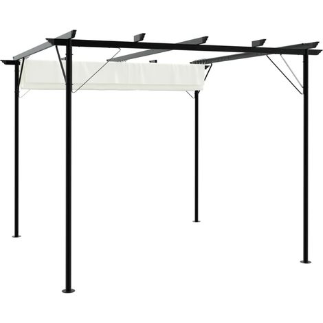 Maison Exclusive - Pergola da Giardino Tetto Retrattile Bianco Crema 3x3 m Acciaio