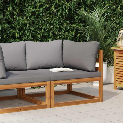 vidaXL Sofá de esquina seccional y cojín gris oscuros madera de acacia (1/5)