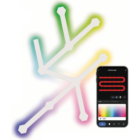 Applique murale de jeu avec application, 9 + 9 segments - Éclairage modulaire - 16 millions de couleurs, synchronisation de la musique, commande vocale - Lumière d'ambiance WiFi 2,4 (1/5)