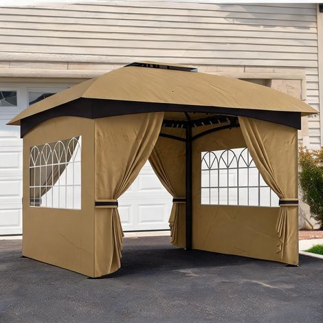 Tonnelle de jardin beige 335 x 335 x 285 cm (1/5)