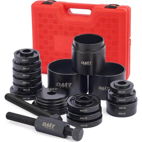 24 Pièces Kit d'Outils Extracteurs de Roulement de Roue pour Le Démontage et l'Installation des Roulements de Roue Avant, avec Vis Glissantes, Douilles Universelles, Malette Rouge (1/5)
