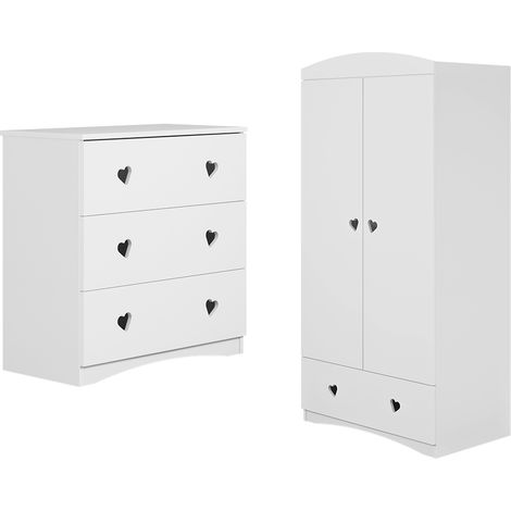 Commode 3 tiroirs et armoire 2 portes 1 tiroir Kocot Kids Julia - Blanc (1/5)