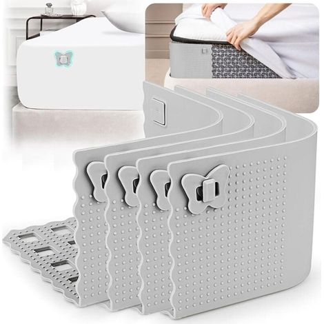 4 Pièces Tendeur Drap Housse,Tendeurs Draps Houss avec Clips Fixes,Installation Ultra Facile,Anti Glisse Drap De Lit,Support Cl (1/4)